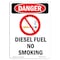 Signmission OSHA Sign, Diesel Fuel No Smoking, 14in X 10in Decal, 10" W, 14" L, Portrait, OS-DS-D-1014-V-1123 OS-DS-D-1014-V-1123 - alternate 1
